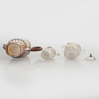 Coffee service, three parts, silver, Kultakeskus Oy, Hämeenlinna,  1976 - 1979.