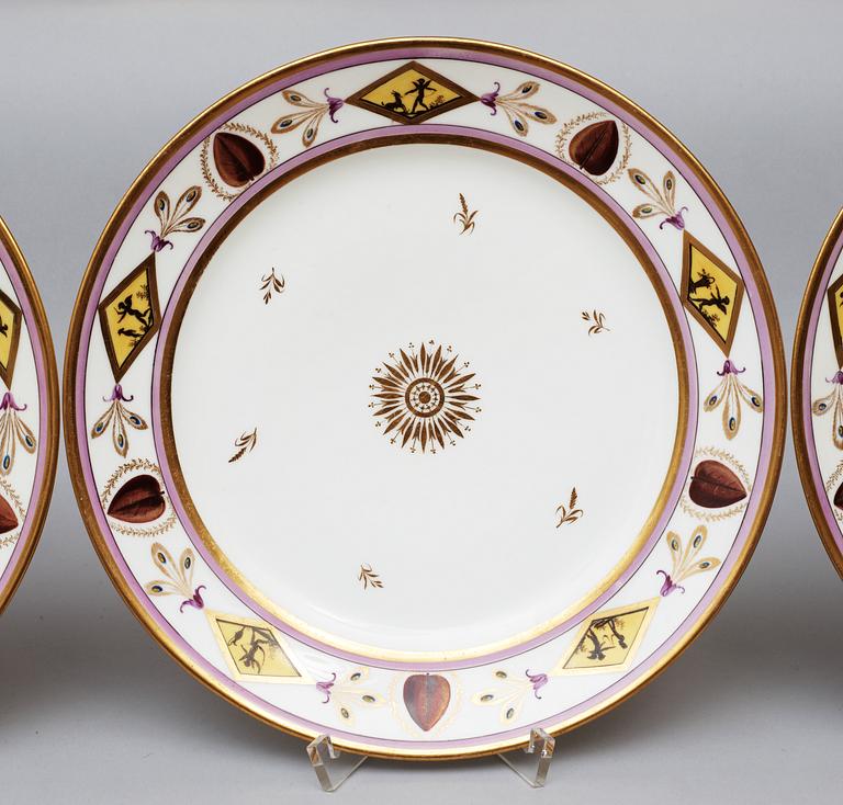 A set of 18 French Empire dessert dishes.