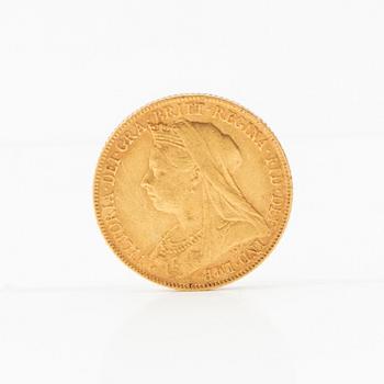 Gold coin Sovereign 1899 Great Britain Victoria.