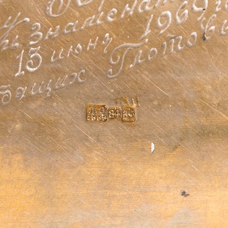 A Russian silver and niello cigarette case, assay master  Lev Fridrikhovitch Oleks, Moscow 1889.