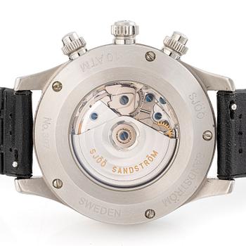 Sjöö Sandström, Royal Steel Chronograph, wristwatch, 42 mm.