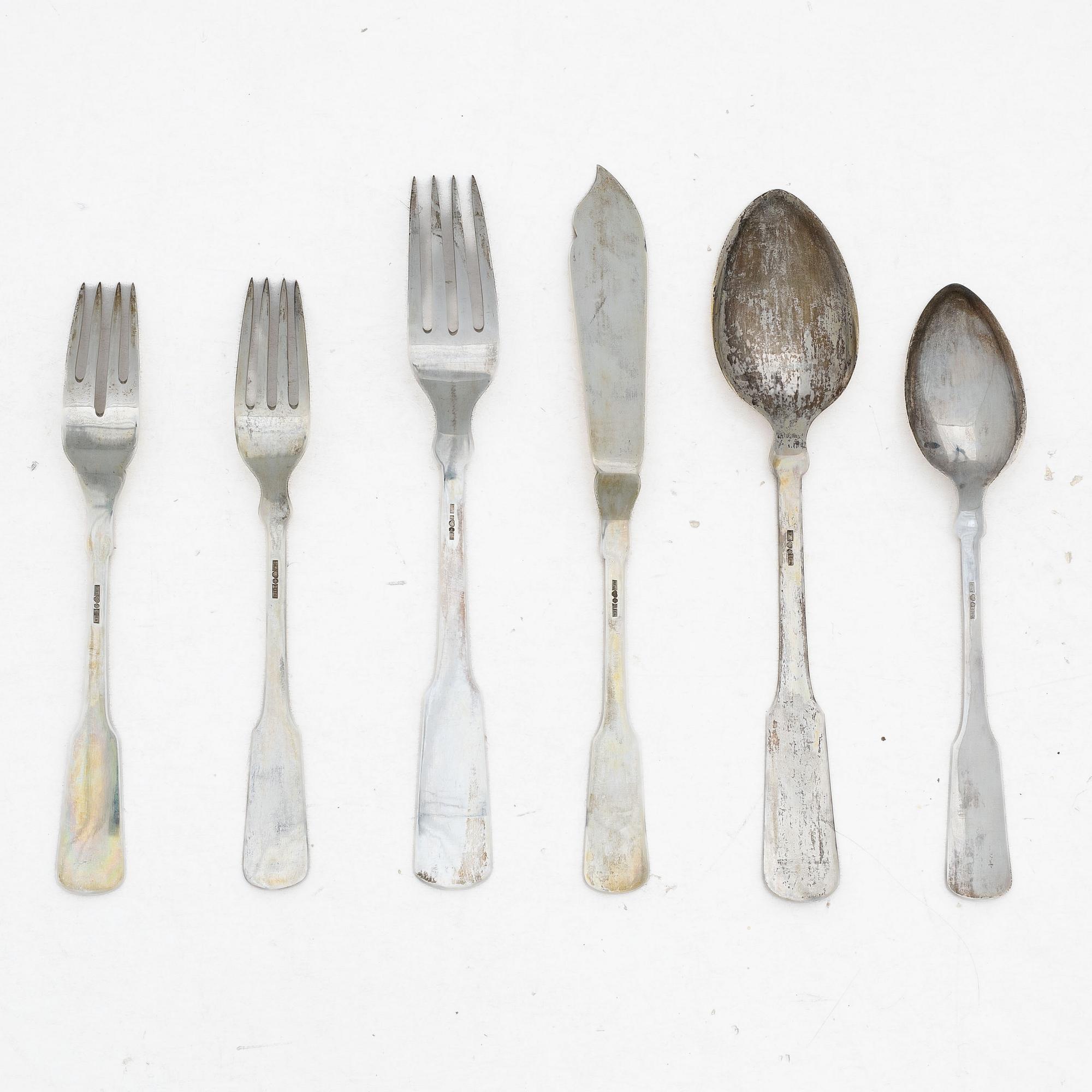 Bestickuppsättning, 54 delar, silver, Otto Larsson, Landskrona, bl a  1931.