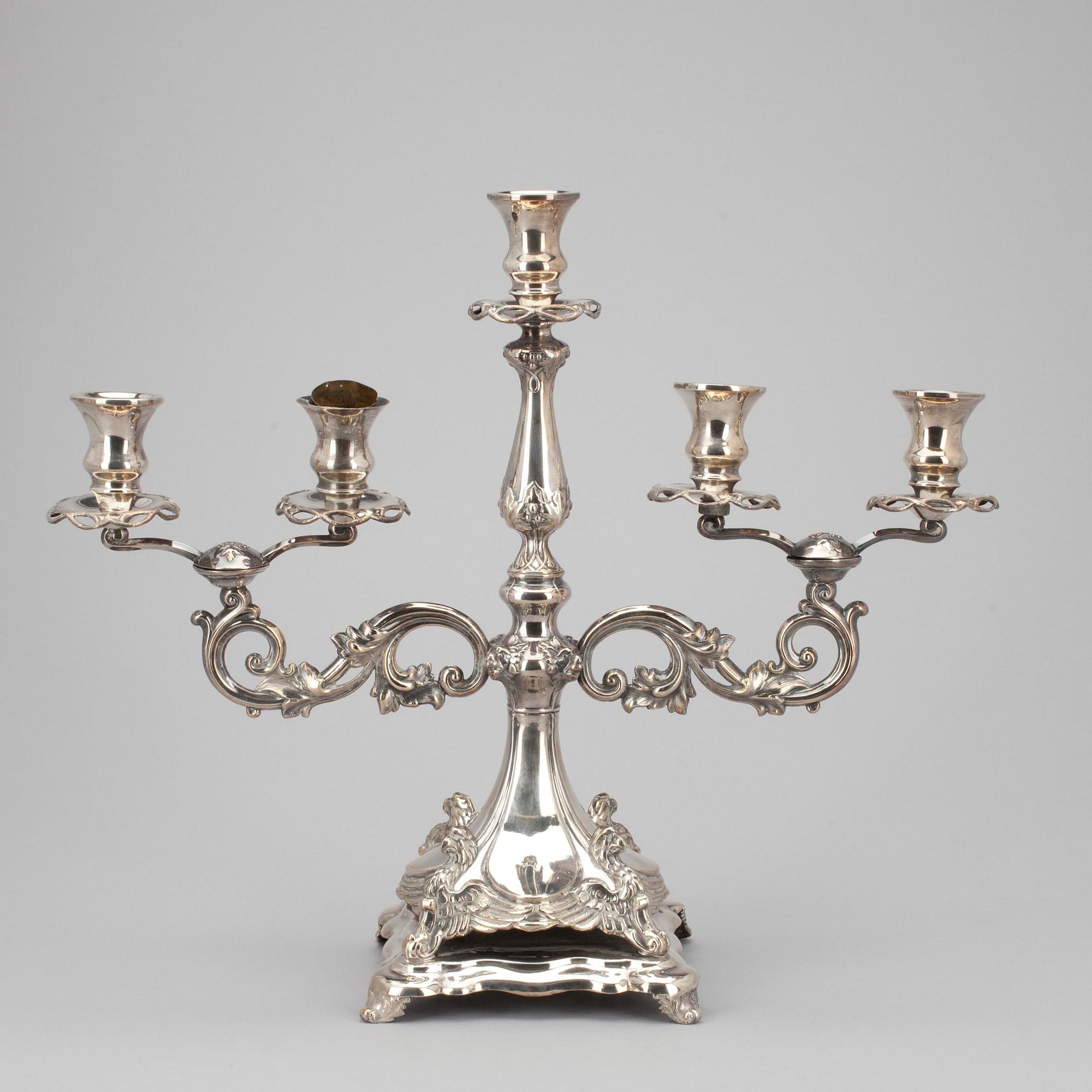 LJUSSTAKE, nysilver. W. Pettersson Åbo, början av 1900-talet.