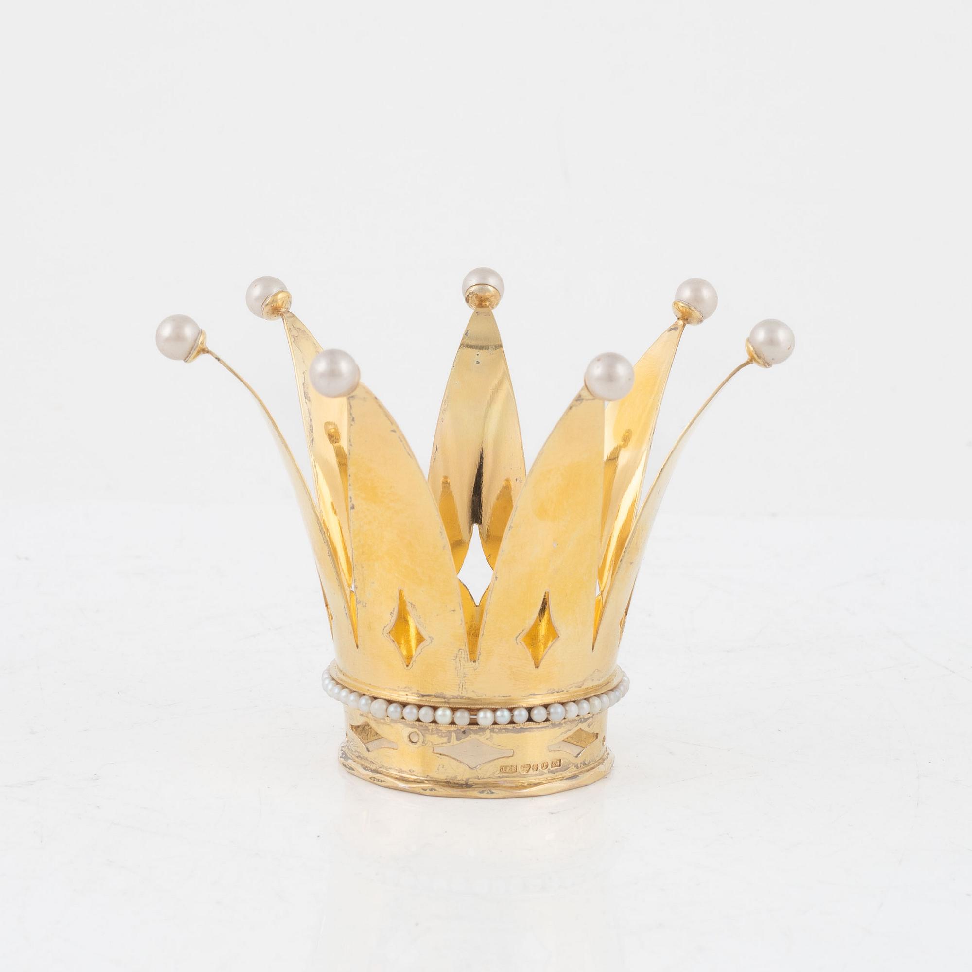 A Swedish Silver-Gilt Bridal Crown, mark of JE Bolin, Linköping 1944.
