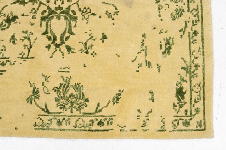 Rug, India, wool and silk with bamboo, approx. 230 x 173 cm.