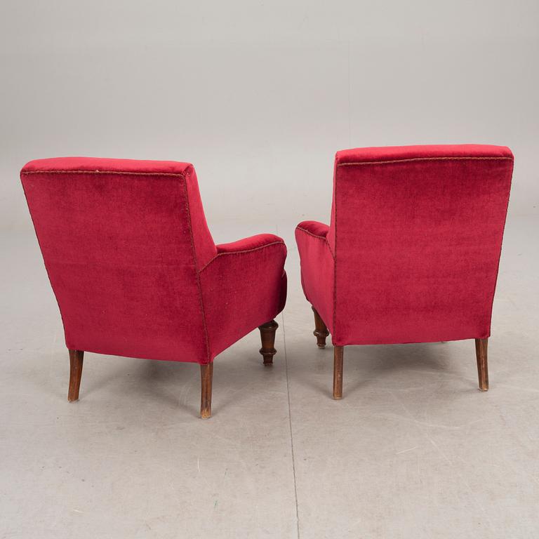 FÅTÖLJER, ett par, oskarianska, 1800-talets slut.