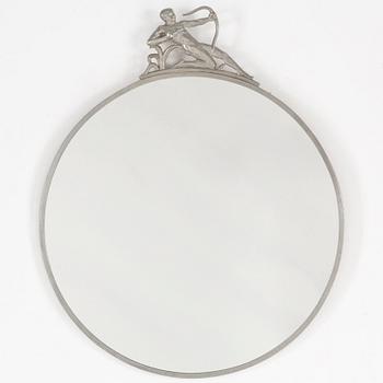 A Art Deco pewter mirror, 1930 / 40s.