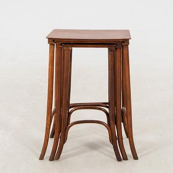 Nesting tables, 3 pieces by Thonet, early 20th century.