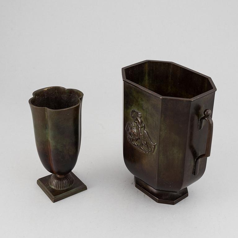 Two Swedish Grace bronze vases from GAB Brons, 1920's/30's.