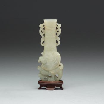 A celadon jade vase, Qing dynasty, 17/18th Century.