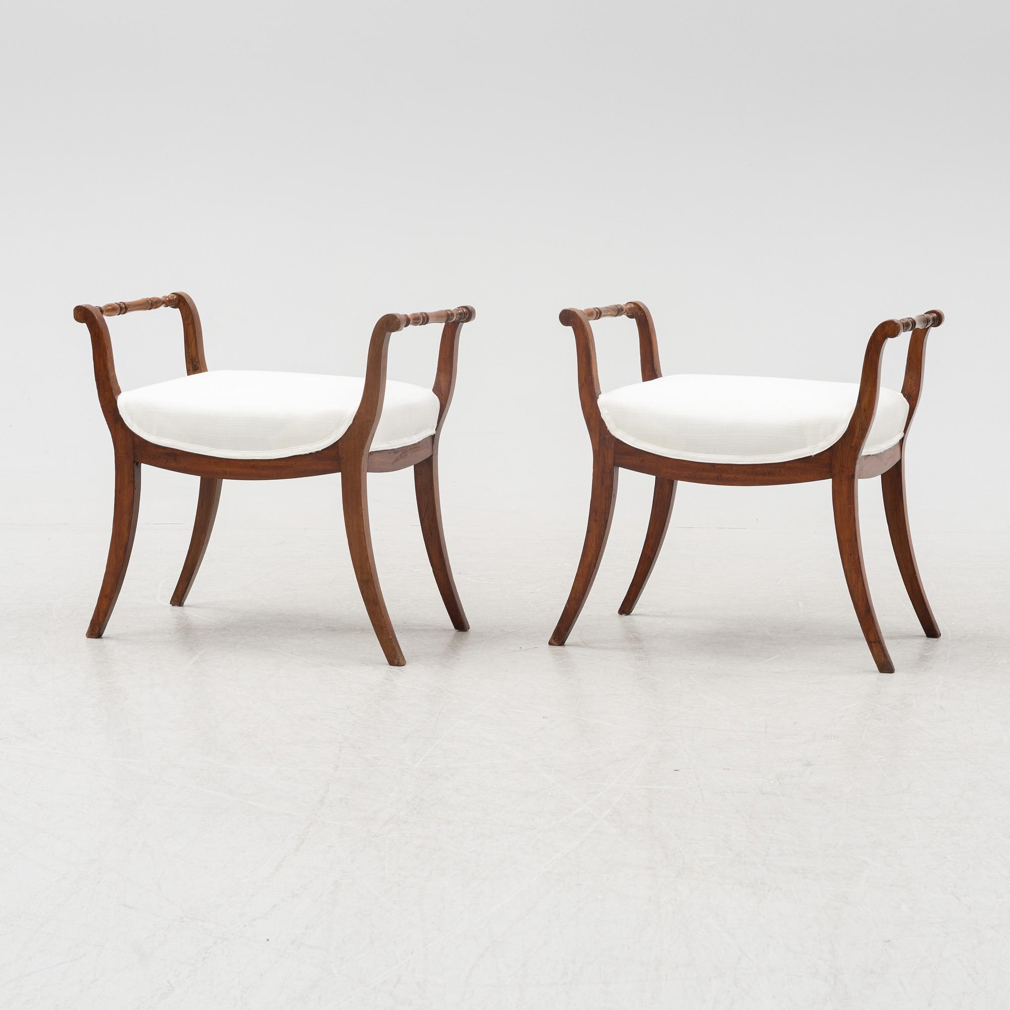 A pair of Karl-Johan stools, mid 19th century.