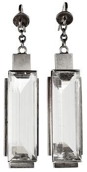 661. A pair of Wiwen Nilsson sterling and rock crystal earrings, Lund 1934.