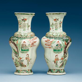 1821. A pair of famille verte vases, Qing dynasty, late 19th Century.