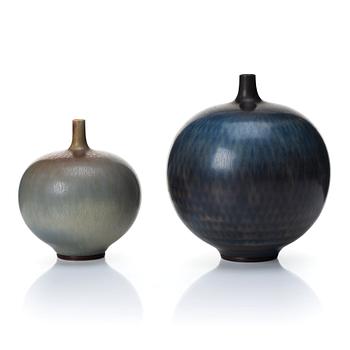 79. Berndt Friberg, two stoneware vases, Gustavsberg studio, Sweden 1960 and 1965.