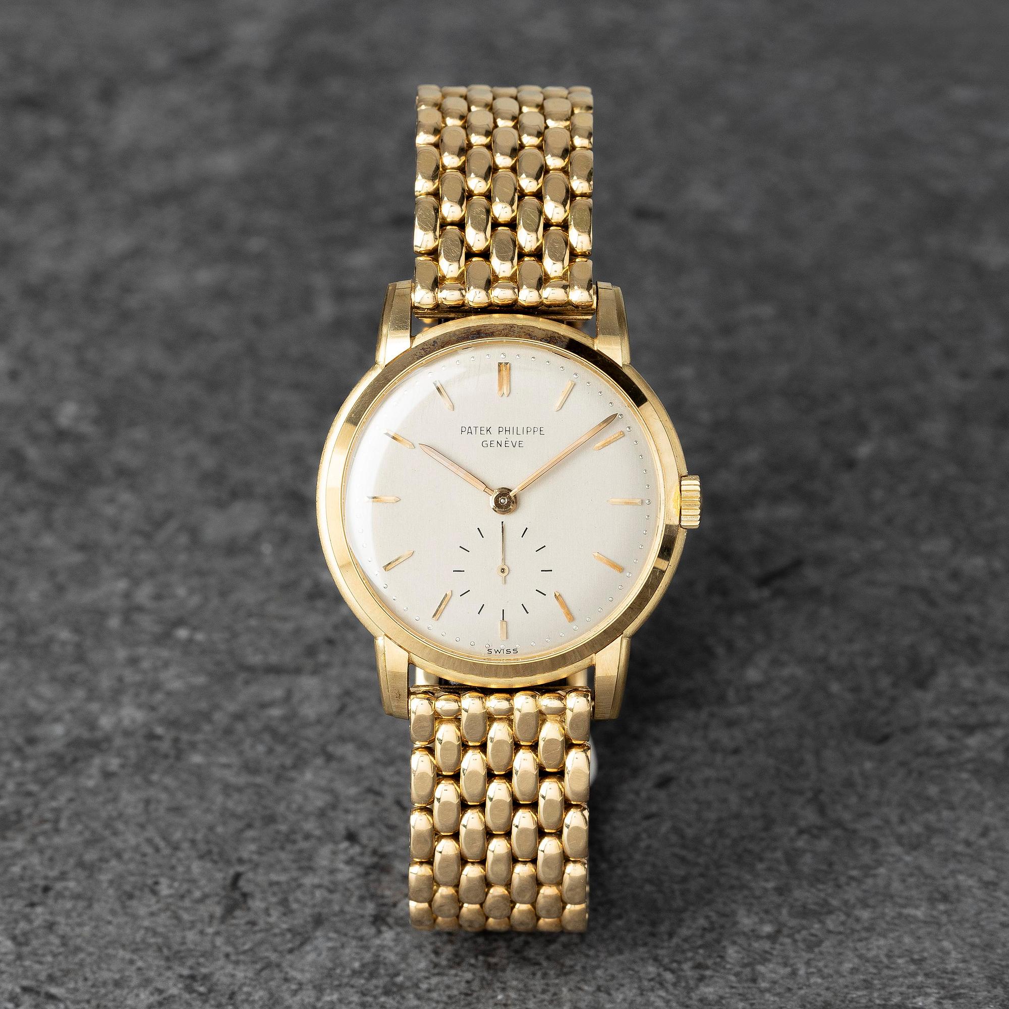 Patek Philippe, Calatrava, "Beads of rice bracelet by Gay Frères", ca 1954.