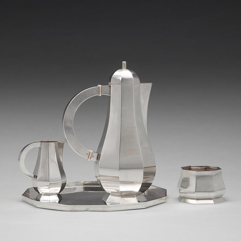 Wiwen Nilsson, A Wiwen Nilsson sterling coffee service with a tray, Lund, Sweden 1967.