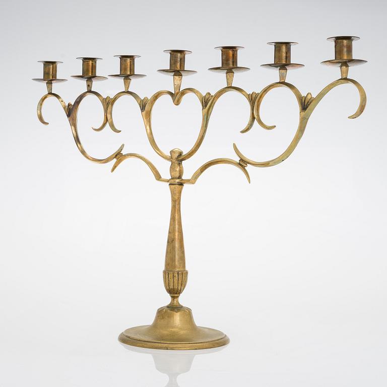 Paavo Tynell, A 1920/1930s brass candelabrum for Taito, Finland.