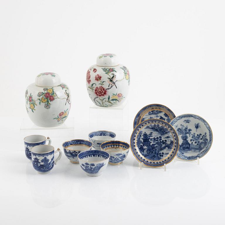 Ten pieces of porcelain, China, Qing dynasty, 18th-19th century.