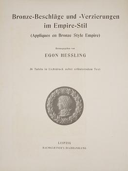 BOKMAPP MED 36 PLANSCHER, "Broze -Beschläge und-Verzierungen im Empire-Stil" utg. av Egon Hessling, Leipzig.