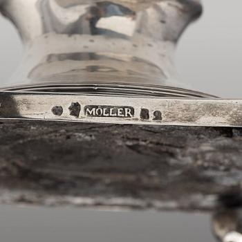 A pair of Swedish 18th century silver candlesticks, marks of Jacob Möller, Malmö 1799.
