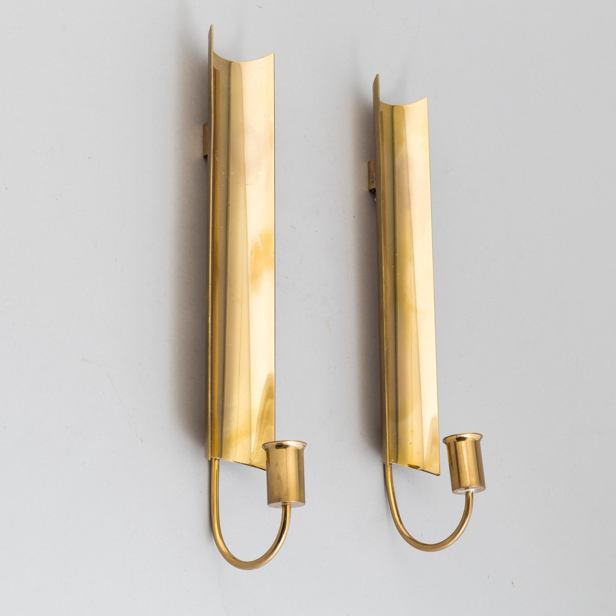 PIERRE FORSSELL, vägglampetter, ett par, mässing, "Reflex", Skultuna.