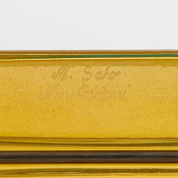 Markku Salo, veistos, lasia ja metallia, Pro arte, signed M. Salo Nuutajärvi. Muotoiltu 2000.