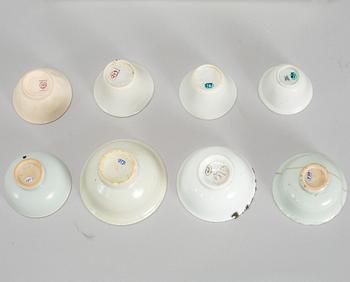 A group of 11 Southeast asian and Chinese white glazed cups, 19th century and also later.