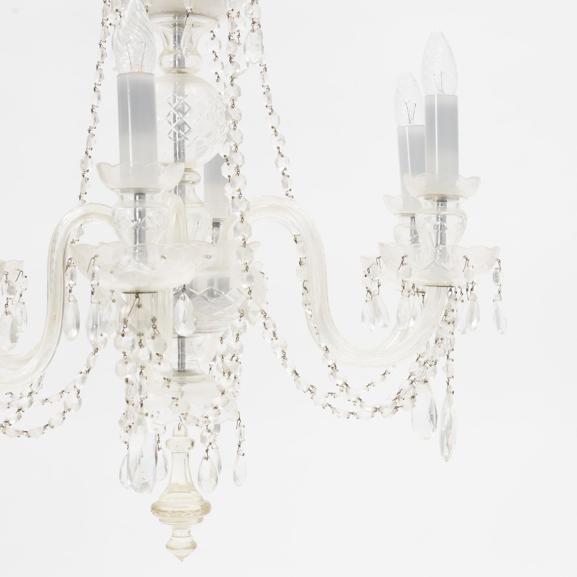 A glass chandelier, 20th Century.