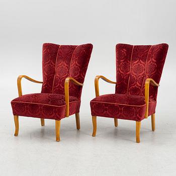 A pair of 1940's/40's armchairs.