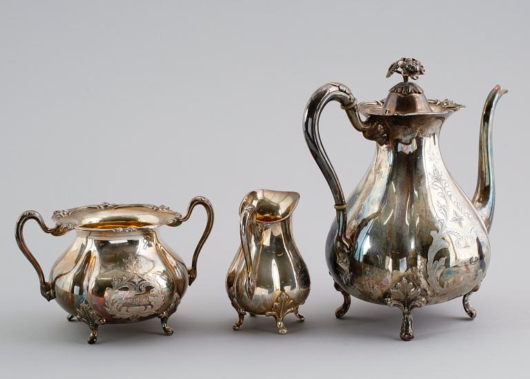 KAFFESERVIS, 3 delar, silver, 1917. Vikt ca 1297 gram.