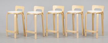 BARSTOLAR, 5 st, modell nr NB 45, Alvar Aalto, Artek.