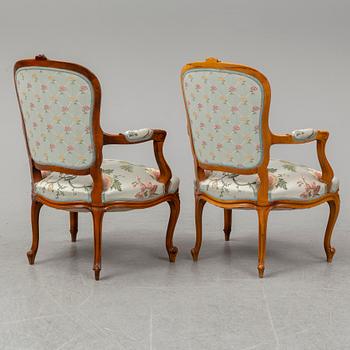 Two Rococo-style armchairs, 20th ct.