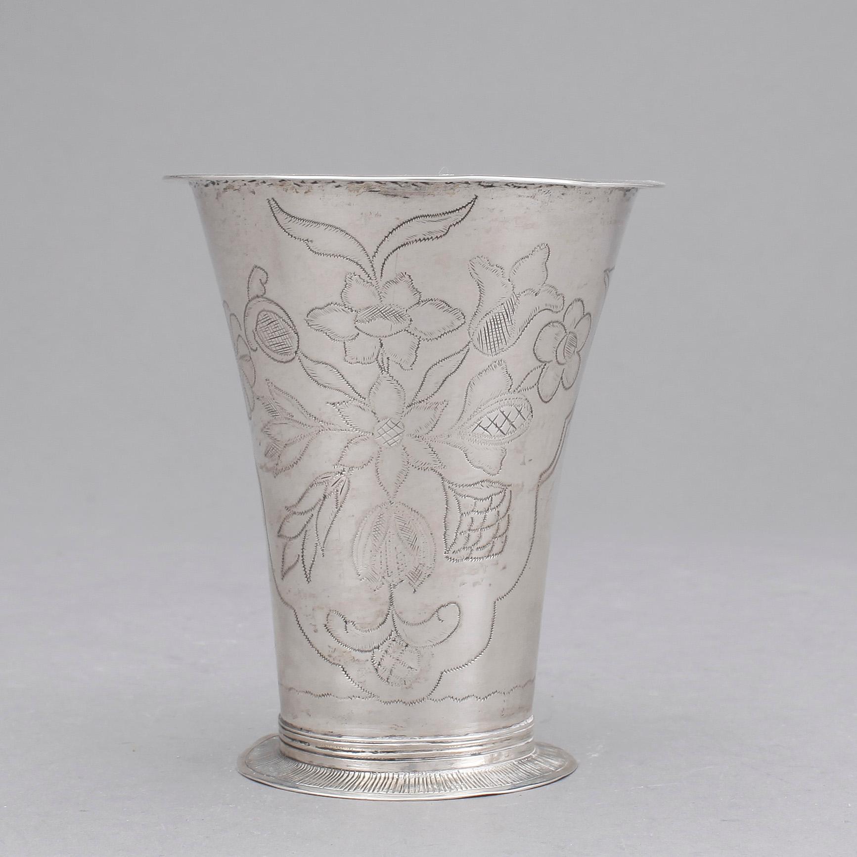 BÄGARE, silver, Carl Kåhre, Halmstad, 1800. Vikt ca 67 gram.