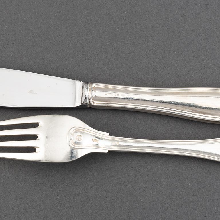 A part silver cutlery, model Gammal Dansk, Mema, Lidköping and Cohr Danmark. (51 pieces).