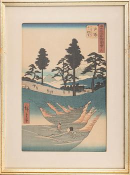 Ando Hiroshige, efter,  4 träsnitt, 1900-tal.