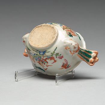 A famille rose 'du paquier' butter tureen with cover, Qing dynasty, Qianlong (1736-95).