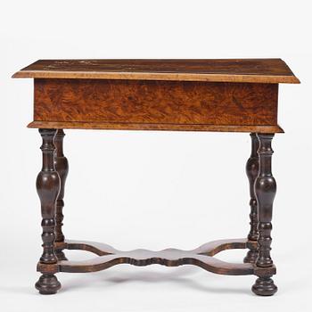 A Swedish late baroque burr-alder table, Stockholm, first part 18th century.