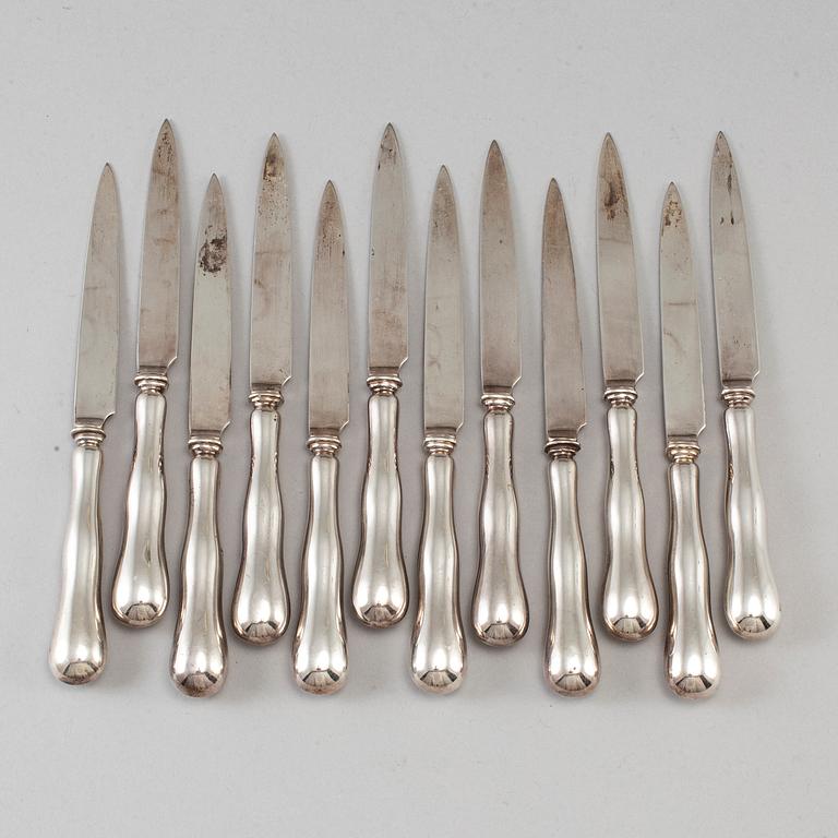 Ost-/fruktknivar 12 st, silver, Adolf Landoff & Son, Göteborg 1953.