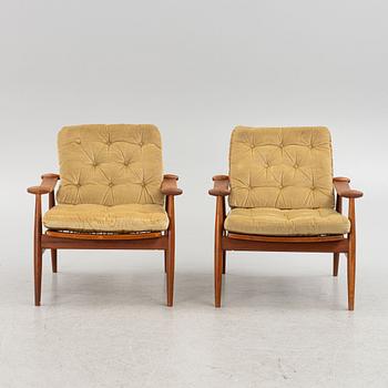 Finn Juhl, armchairs, a pair, "Spadestolen" / "Model 133", France & Son, Denmark, 1950s.