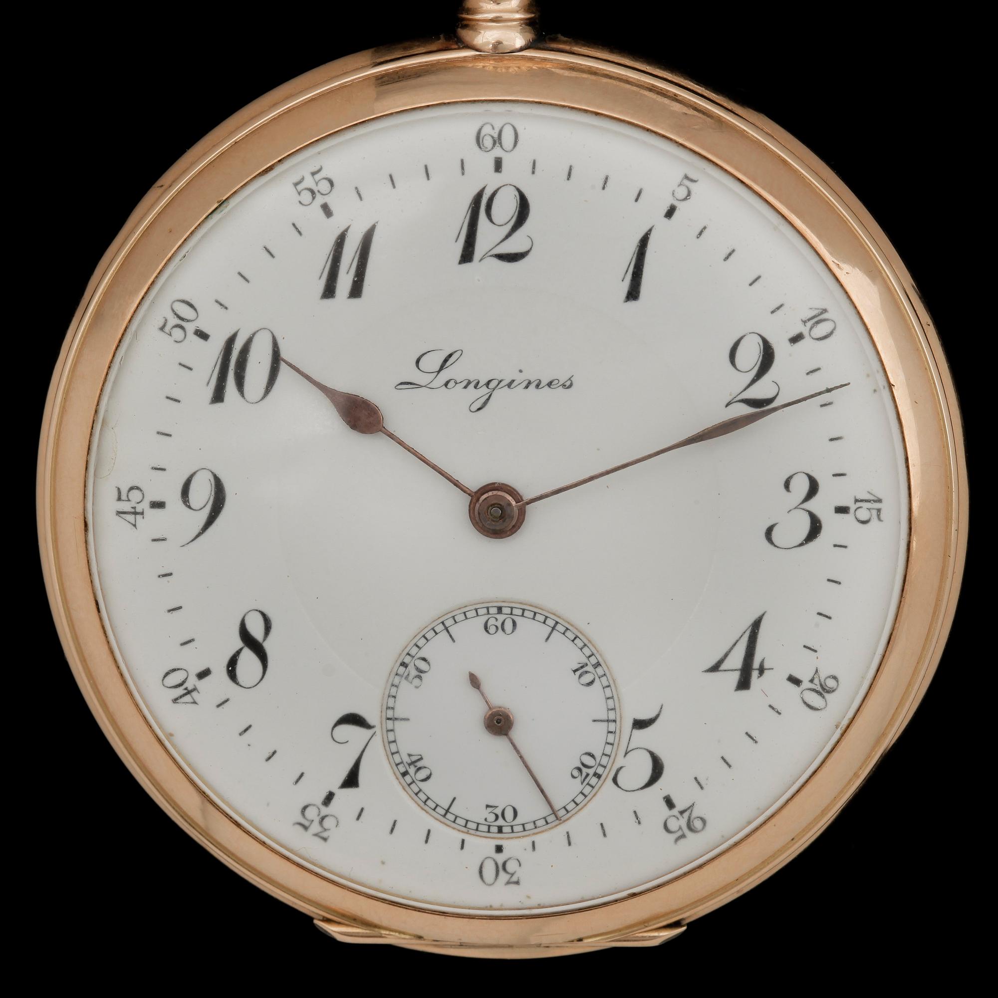 HERRFICKUR, 14k, med klockkedja, Longines. 1800/1900-tal. Vikt 71 resp 35g.