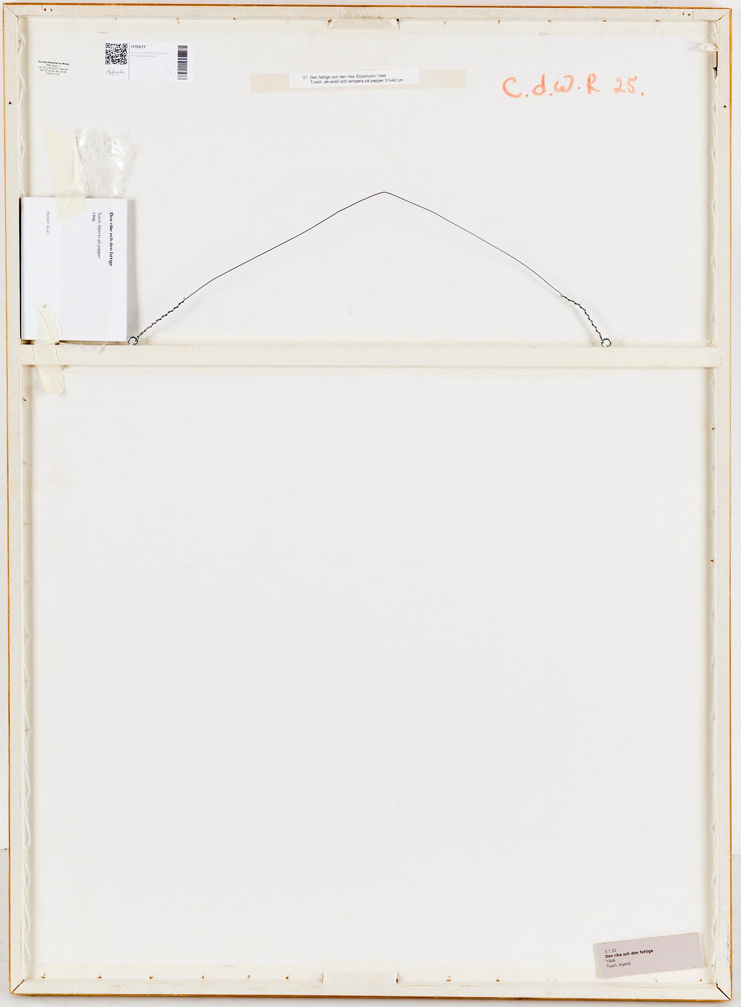 PETER WEISS, ink and pencil, signed with monogram, dated 46.