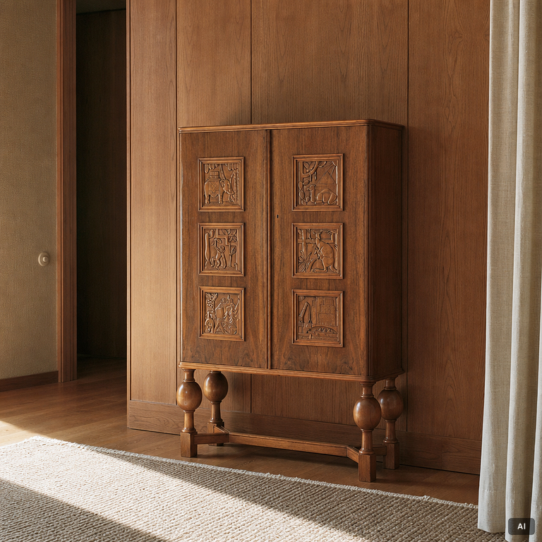 Eugen Höglund, a walnut cabinet, executed in his workshop in Vetlanda, Sweden 1950s.