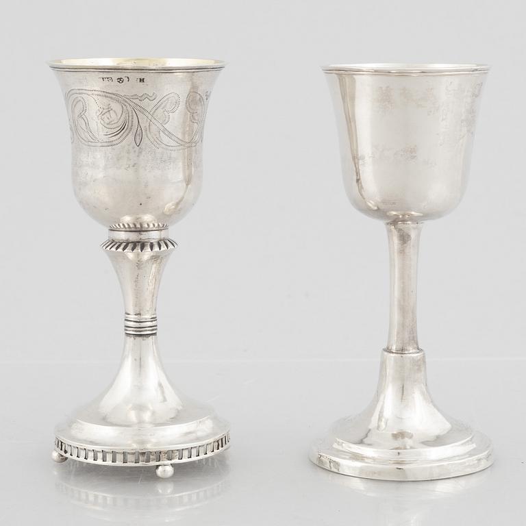 Supkalkar, 2 st, silver, Sverige, 1800-talets början.