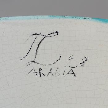 TYRA LUNDGREN, fat på fot, fajans, Arabia, signerad TL och daterat 28.