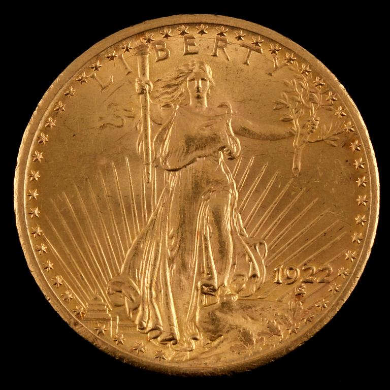 MYNT, 21,6 k guld, United States of Amerika, 1900-tal, vikt 33 g.