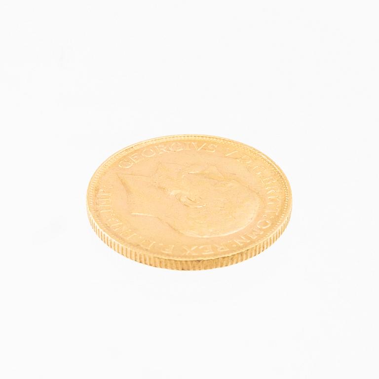 Gold coin 1 Sovereign 1917 United Kingdom George V.