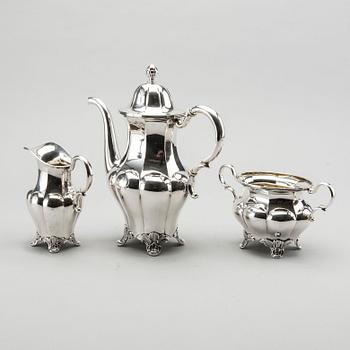 KAFFESERVIS, silver, 3 delar, GAB AB, 1932-33, 1330g.