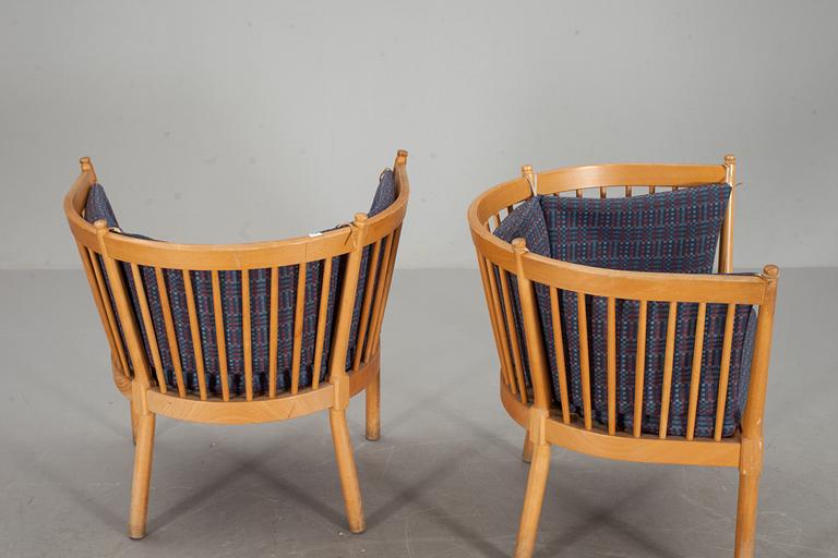 FÅTÖLJER, ett par, "Tremme", Börge Mogensen, Fritz Hansen, Danmark. 1900-talets andra hälft.