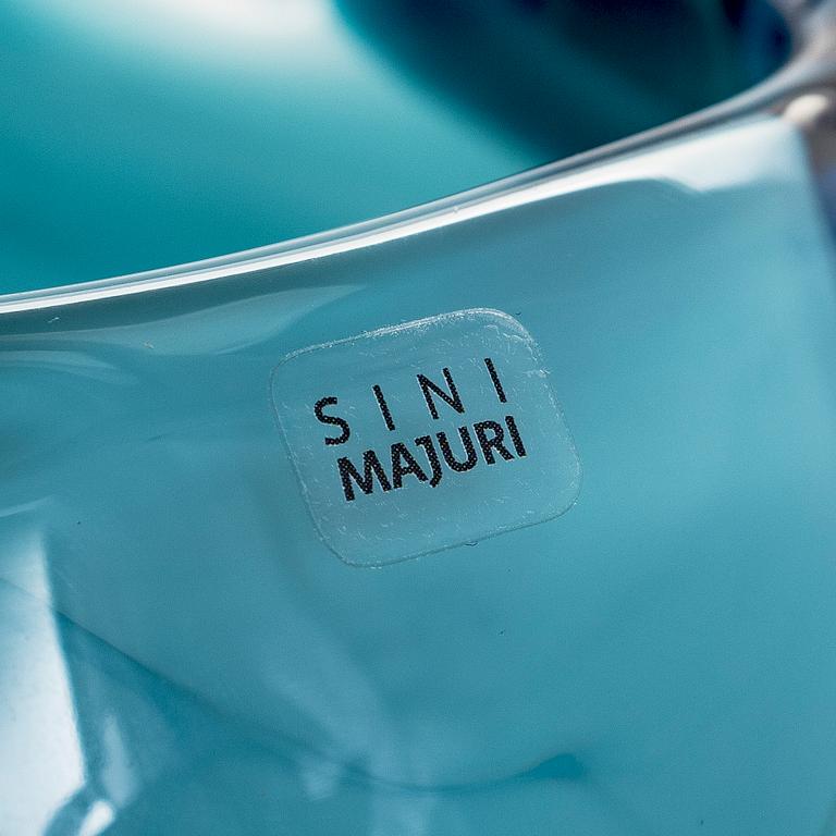 Sini Majuri, unik, glasskulptur, "Jungle Wide blue", signerad Sini Majuri 2019. Glass Studio Mafka&Alakoski Riihimäki.