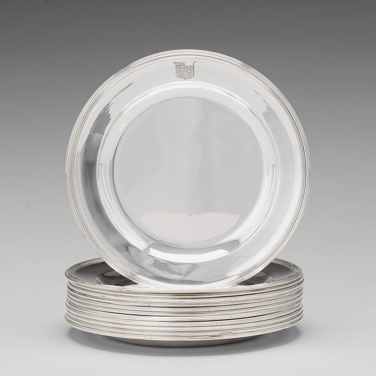 Hannah Northcote, tallrikar 12 st, silver, London 1807.